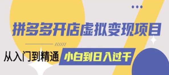 拼多多开店虚拟变现项目：入门到精通 从小白到日收益1000