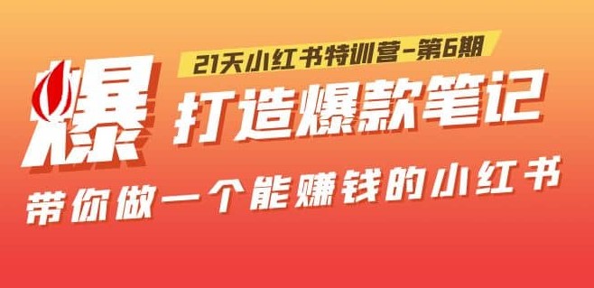 21天小红书特训营第6期打造爆款笔记带你做一个能赚钱的小红书